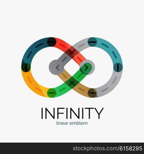 Vector infinity logo, flat geometric colorful design of lines