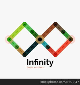 Vector infinity logo, flat geometric colorful design of lines