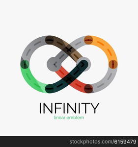 Vector infinity logo, flat geometric colorful design of lines