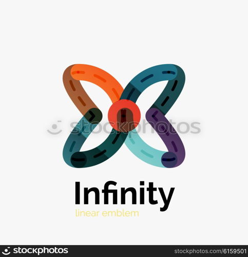 Vector infinity logo, flat geometric colorful design of lines