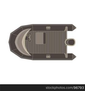 Vector inflatable boat flat icon top view isolated. Vessel design motor illustration.