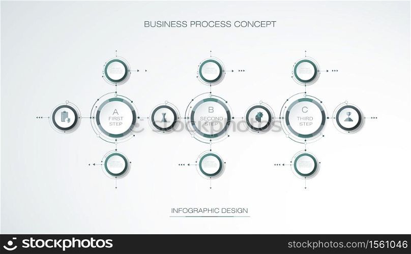 Vector Infographic 3d circle label, template design. Business concept, Infograph with 6 number options, steps or processes. Infographic element used for layout, process diagram, parts, chart, graphic, info graph