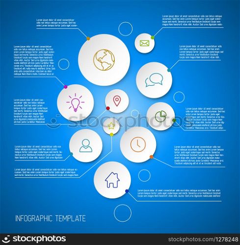 Vector Infographic blue report poster with circles and line icons