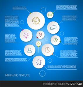 Vector Infographic blue report poster with circles and line icons