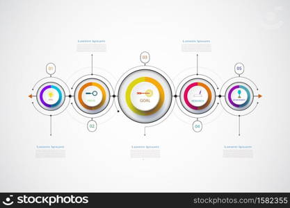 Vector infographic business design template, integrated circles. Business concept with options. For content, diagram, flowchart, steps, parts, timeline infographics, workflow layout, chart,illustration