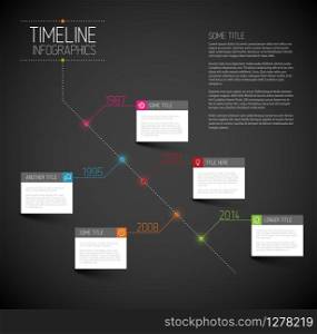 Vector Infographic dark diagonal timeline report template with icons