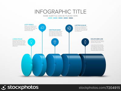 Vector Infographic layers template with five levels for material structure - blue template layout. Vector Infographic layers template