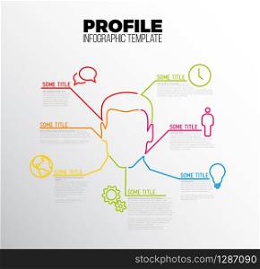 Vector Infographic profile / user template made from lines and icons with an avatar