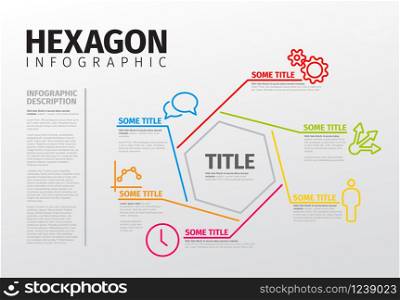 Vector Infographic report template made from lines and hexagon. Vector Infographic thin line hexagon template