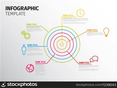 Vector Infographic report template made from lines and icons with circle target. Vector Infographic template with circle target