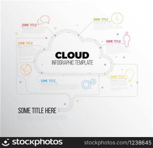 Vector Infographic report template made from lines and icons with cloud storage. Cloud storage - Vector Infographic report template