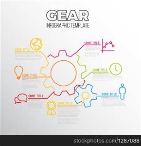 Vector Infographic report template made from lines and icons with gear / settings icon