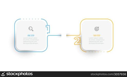 Vector infographic simple design number elements with thin line label. Business concept with 2 options or steps.