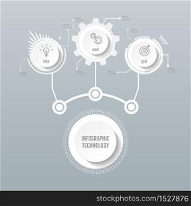 Vector infographic technology design template,integrated circles. Business concept with options. Vector illustration. Used for workflow layout, diagram, business step options, banner, web design.