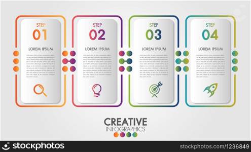 Vector Infographic template label thin line design with icons and 4 options or steps.Business concept process presentation.Can be used for workflow layout, diagram, flow chart, info graph