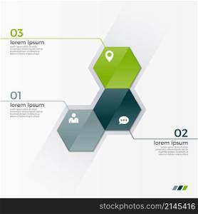 Vector infographic template with 3 hexagons for presentations, advertising, layouts, annual reports. Vector infographic template with 3 hexagons for presentations, a