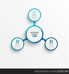 Vector infographic template with 3D paper label, integrated circles. Business concept with 3 options. For content, diagram, flowchart, steps, parts, timeline infographics, workflow, chart.