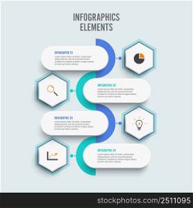 Vector infographic template with 3D paper label, integrated circles. Business concept with 4 options. For content, diagram, flowchart, steps, parts, timeline infographics.
