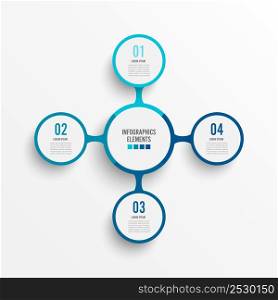 Vector infographic template with 3D paper label, integrated circles. Business concept with 4 options. For content, diagram, flowchart, steps, parts, timeline infographics, workflow, chart.