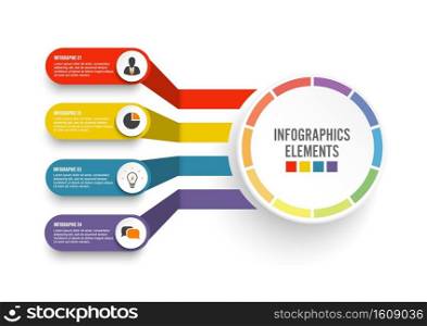 Vector infographic template with 3D paper label, integrated circles. Business concept with options. For content, diagram, flowchart, steps, parts, timeline infographics, workflow layout, chart