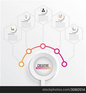 Vector infographic template with 3D paper label, integrated circles. Business concept with options. For content, diagram, flowchart, steps, parts, timeline infographics, workflow layout, chart.
