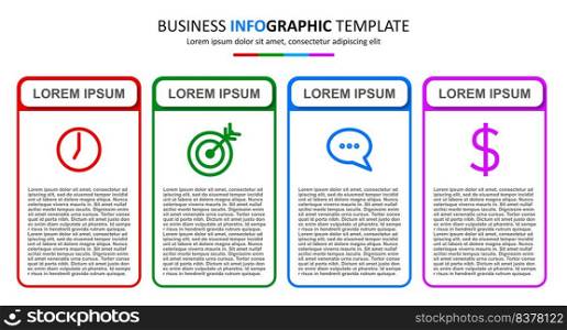 Vector infographic template with four steps or options. Four colorful graphic elements. Infographic design layout. Business concept design can be used for web, brochure, diagram
