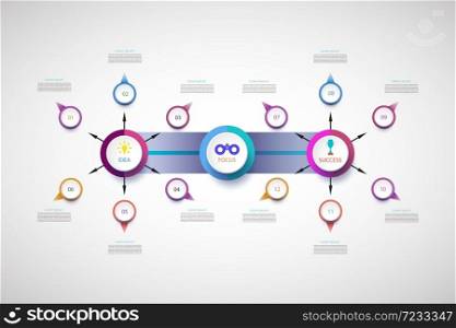 Vector infographic template with number 12 step, integrated circles. Business concept with options. For content, diagram, flowchart, steps, parts, timeline infographics, workflow layout, chart,Vector illustration