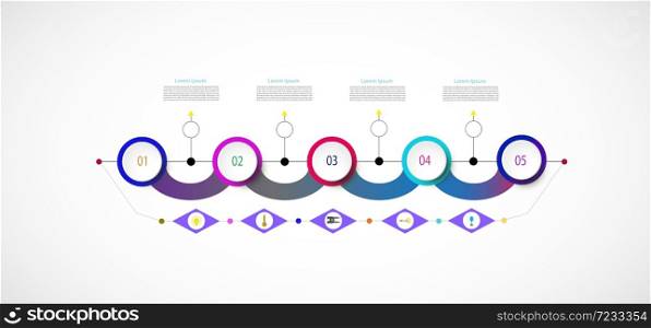Vector infographic template with number 5 step, integrated circles. Business concept with options. For content, diagram, flowchart, steps, parts, timeline infographics, workflow layout, chart,Vector illustration