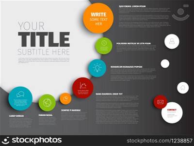 Vector Infographic timeline report template with circles and icons. Vector Infographic timeline report template