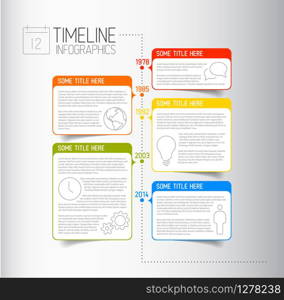 Vector Infographic timeline report template with icons and descriptive bubbles