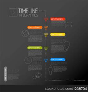 Vector Infographic timeline report template with icons - dark background version. Vector Infographic timeline report template