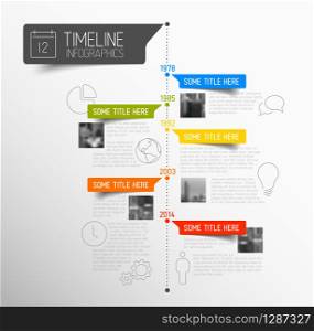 Vector Infographic timeline report template with icons, labels and photos. Vector Infographic timeline report template