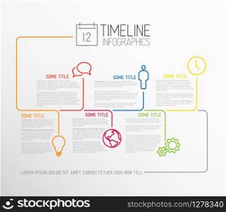 Vector Infographic timeline report template with lines and icons