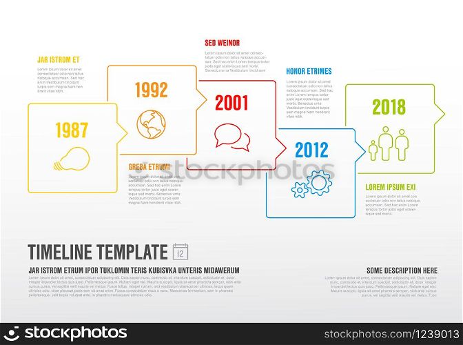 Vector Infographic timeline template made from thin line bubbles and icons