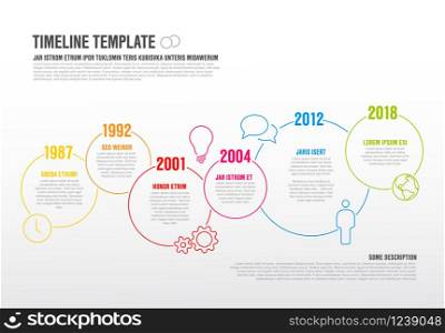Vector Infographic timeline template made from thin line circles and icons