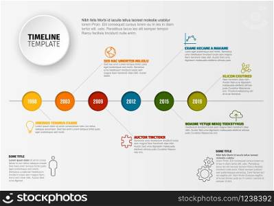 Vector Infographic timeline template with horizontal line and various description