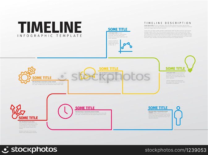 Vector Infographic timeline template with icons made from thin line. Vector Infographic timeline template