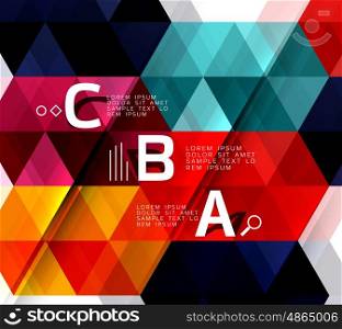 Vector infographic triangles. Vector geometric infographic triangles with option letters