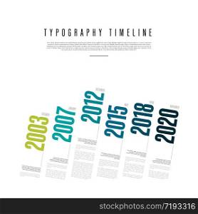 Vector Infographic typographic timeline report template with the biggest milestones years and description - light teal diagonal version