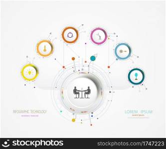 Vector Infographics label design with icon and 6 option or step,Business concept. Blank space for content, business, infographic, diagram, process ,template, timeline, digital network, flowchart, info