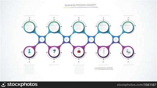 Vector infographics timeline design template with 3D paper label, integrated circles background.Time line infographic for content, business, info graph, flowchart, diagram, steps process