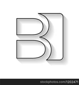Vector initial letter B. Sign made with black line