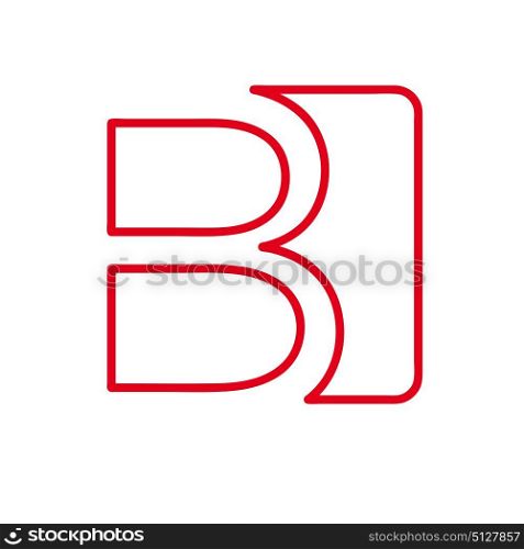 Vector initial letter B. Sign made with red line