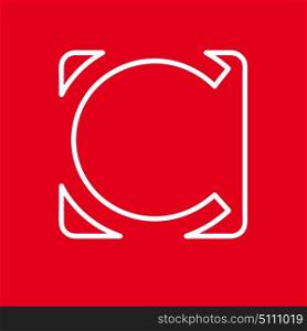 Vector initial letter C. Sign made with red line