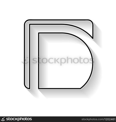 Vector initial letter D. Sign made with black line