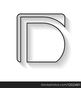 Vector initial letter D. Sign made with black line