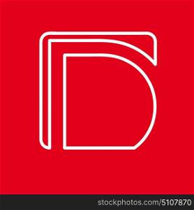 Vector initial letter D. Sign made with red line