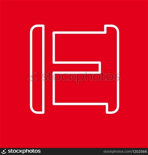Vector initial letter E. Sign made with red line