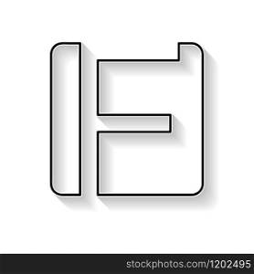 Vector initial letter F. Sign made with black line