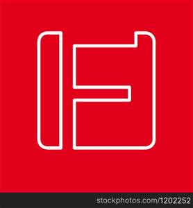 Vector initial letter F. Sign made with red line